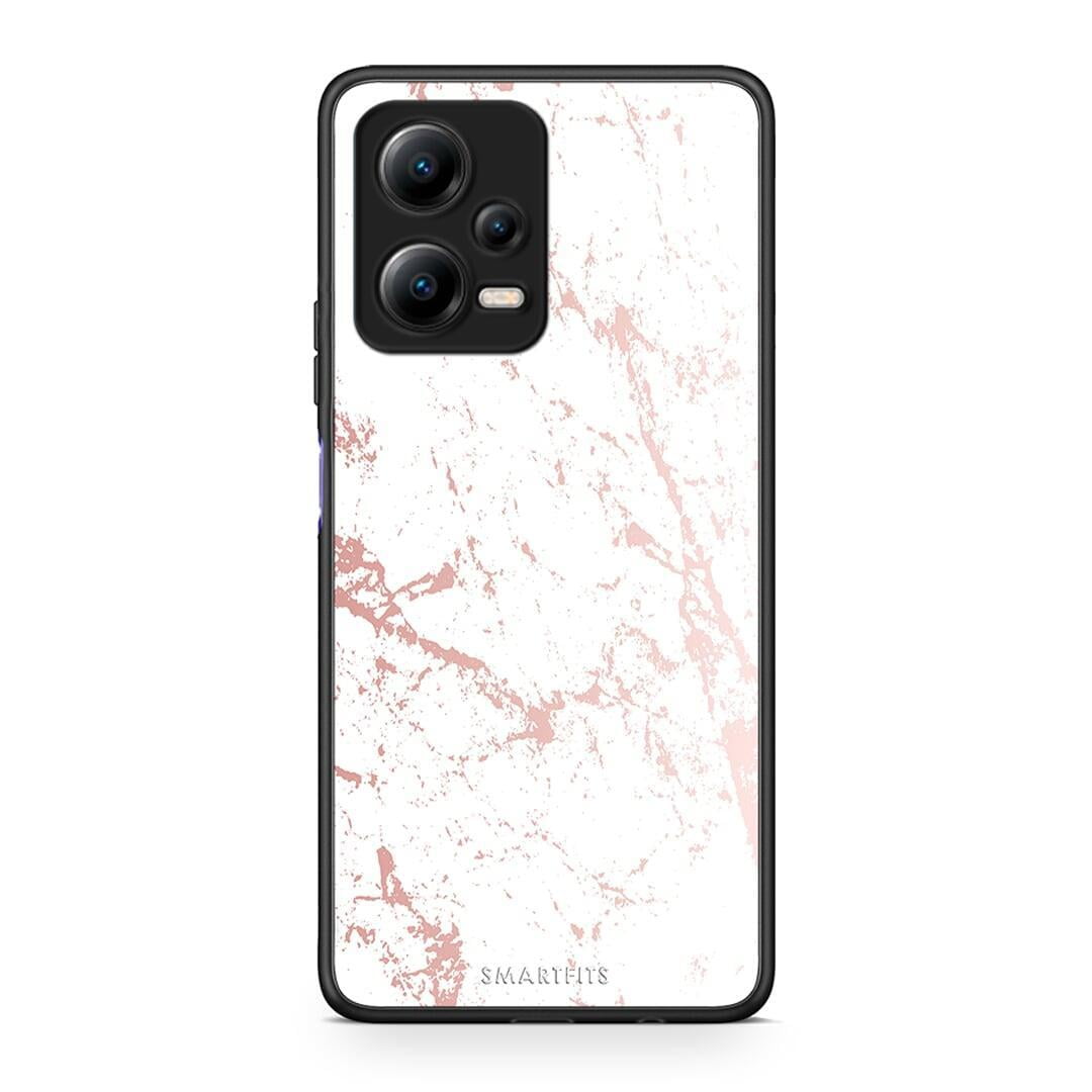 Θήκη Xiaomi Poco X5 5G Dual Marble Pink Splash από τη Smartfits με σχέδιο στο πίσω μέρος και μαύρο περίβλημα | Xiaomi Poco X5 5G Dual Marble Pink Splash Case with Colorful Back and Black Bezels