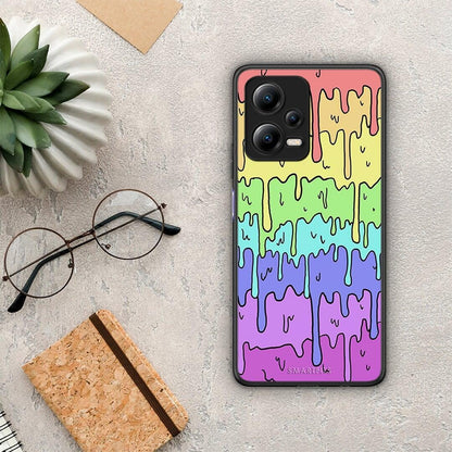 Θήκη Xiaomi Poco X5 5G Dual Melting Rainbow από τη Smartfits με σχέδιο στο πίσω μέρος και μαύρο περίβλημα | Xiaomi Poco X5 5G Dual Melting Rainbow Case with Colorful Back and Black Bezels