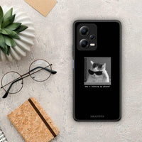Thumbnail for Θήκη Xiaomi Poco X5 5G Dual / Redmi Note 12 5G Meme Cat από τη Smartfits με σχέδιο στο πίσω μέρος και μαύρο περίβλημα | Xiaomi Poco X5 5G Dual / Redmi Note 12 5G Meme Cat Case with Colorful Back and Black Bezels