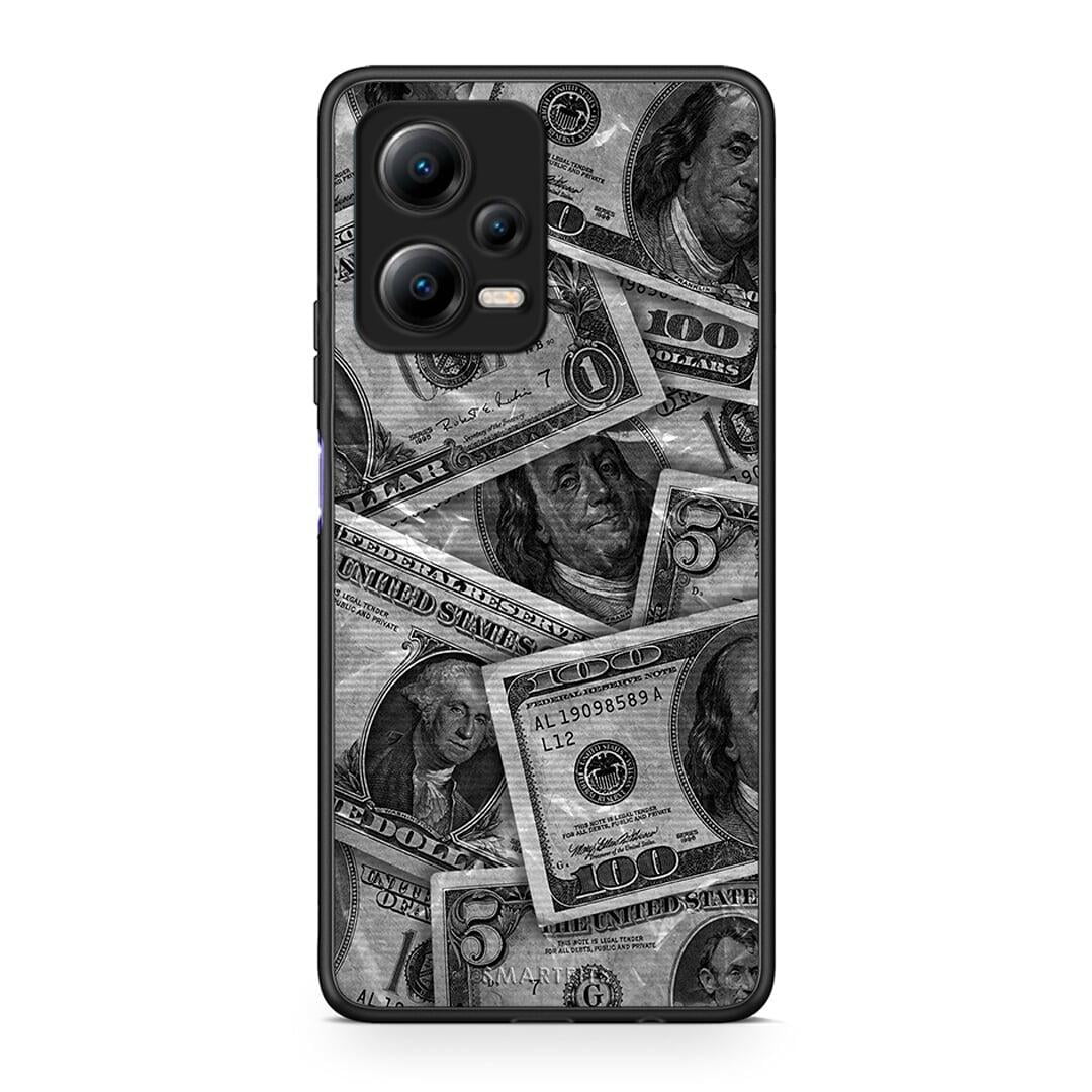Θήκη Xiaomi Poco X5 5G Dual Money Dollars από τη Smartfits με σχέδιο στο πίσω μέρος και μαύρο περίβλημα | Xiaomi Poco X5 5G Dual Money Dollars Case with Colorful Back and Black Bezels