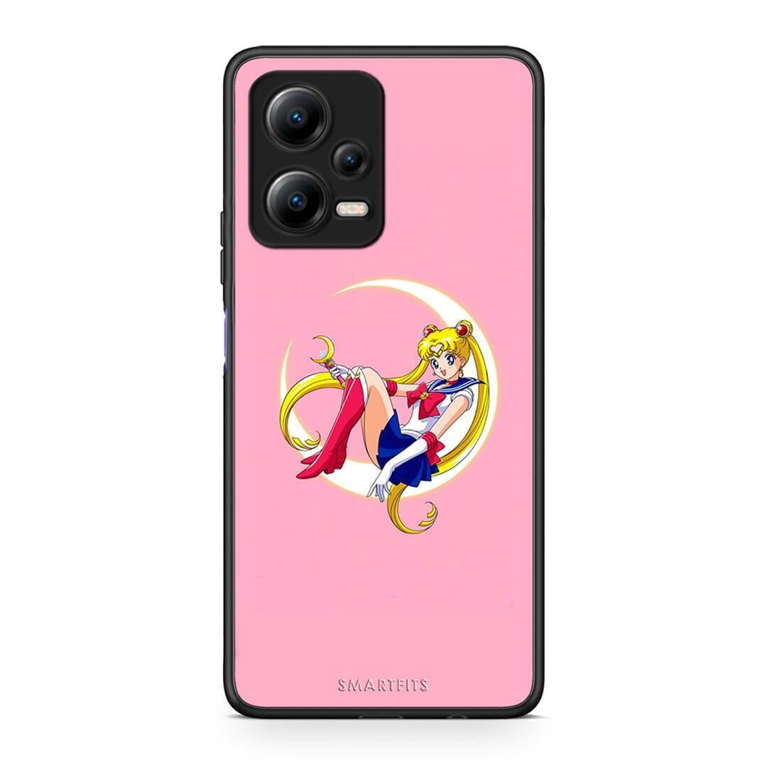 Θήκη Xiaomi Poco X5 5G Dual Moon Girl από τη Smartfits με σχέδιο στο πίσω μέρος και μαύρο περίβλημα | Xiaomi Poco X5 5G Dual Moon Girl Case with Colorful Back and Black Bezels