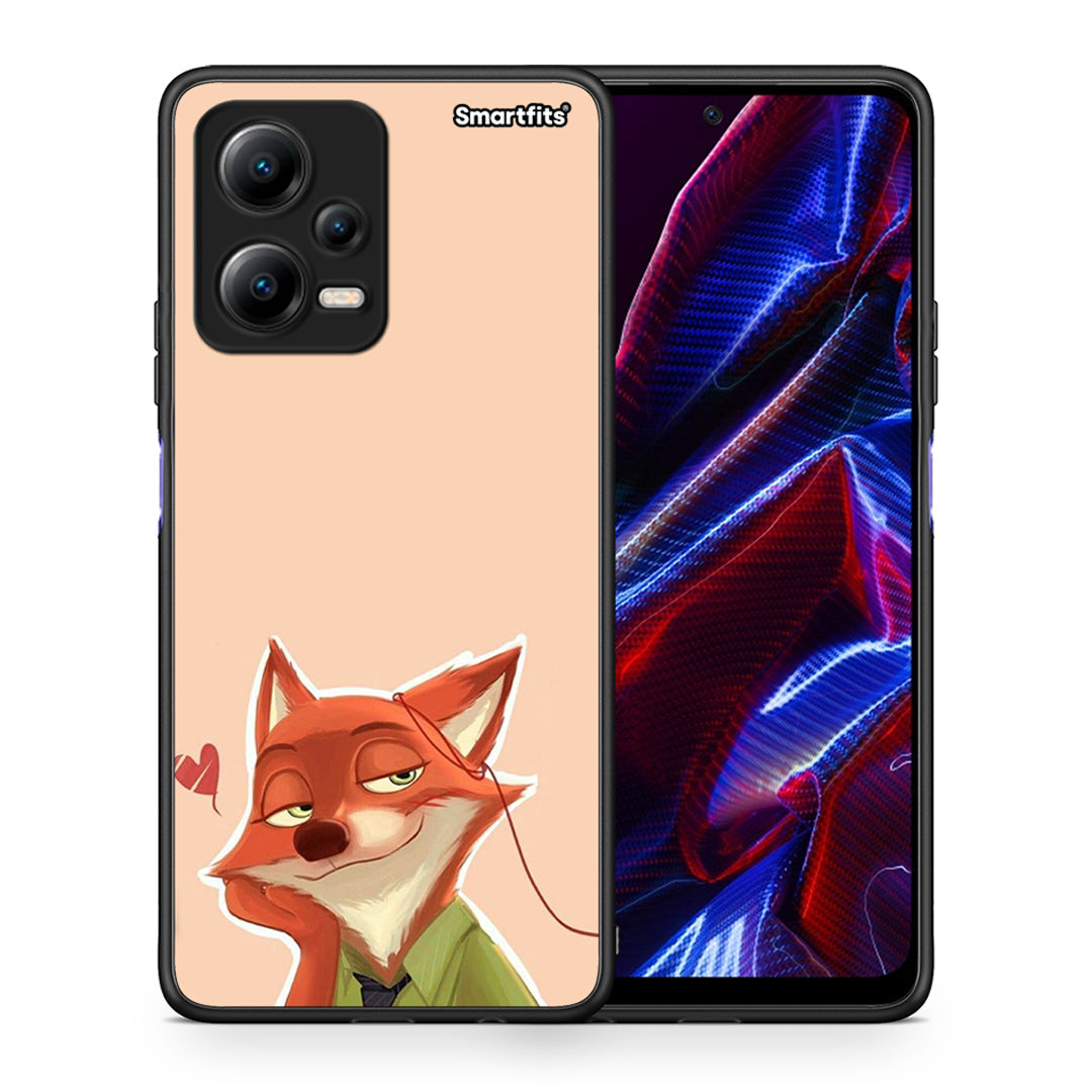 Θήκη Xiaomi Poco X5 5G Dual Nick Wilde And Judy Hopps Love 1 από τη Smartfits με σχέδιο στο πίσω μέρος και μαύρο περίβλημα | Xiaomi Poco X5 5G Dual Nick Wilde And Judy Hopps Love 1 Case with Colorful Back and Black Bezels