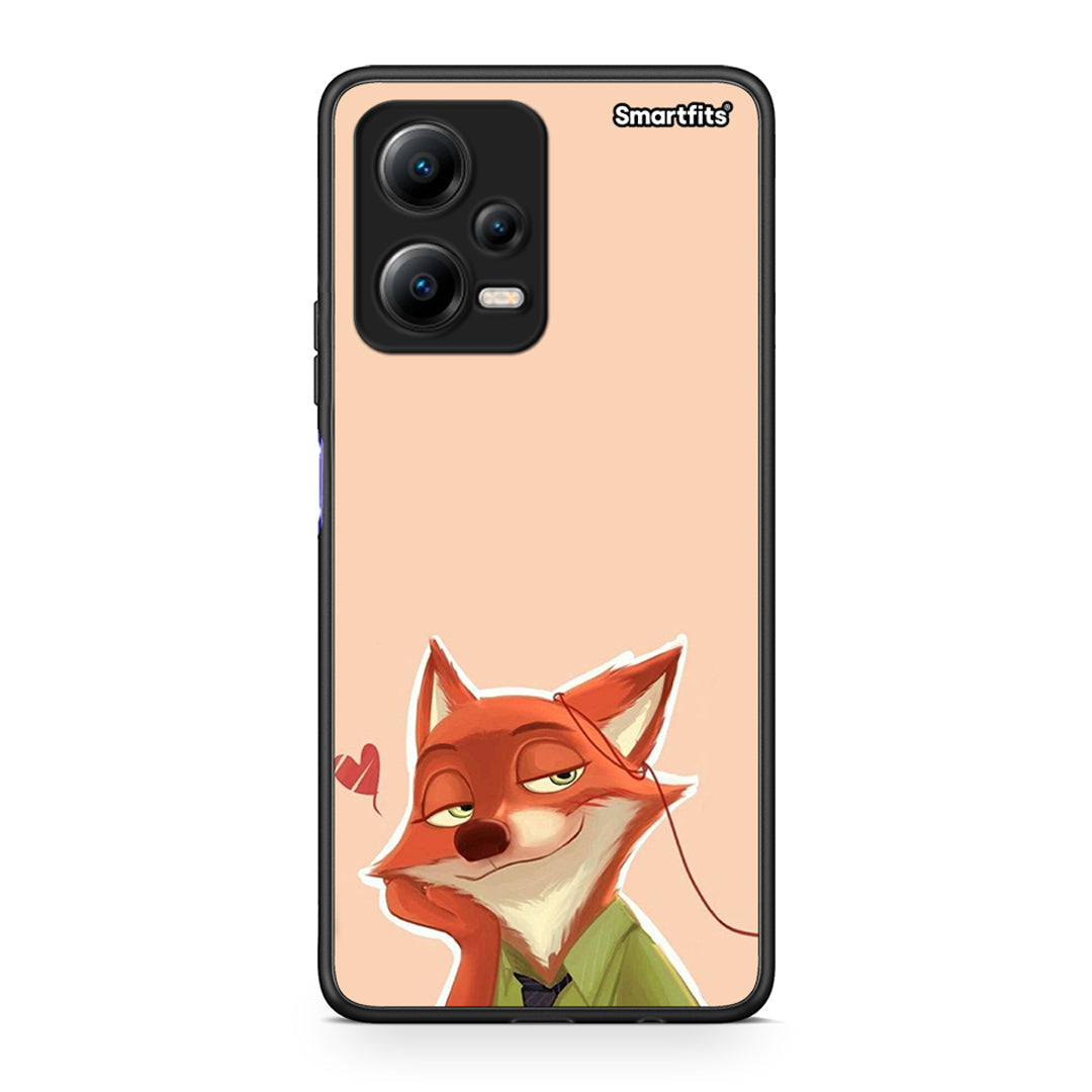 Θήκη Xiaomi Poco X5 5G Dual Nick Wilde And Judy Hopps Love 1 από τη Smartfits με σχέδιο στο πίσω μέρος και μαύρο περίβλημα | Xiaomi Poco X5 5G Dual Nick Wilde And Judy Hopps Love 1 Case with Colorful Back and Black Bezels