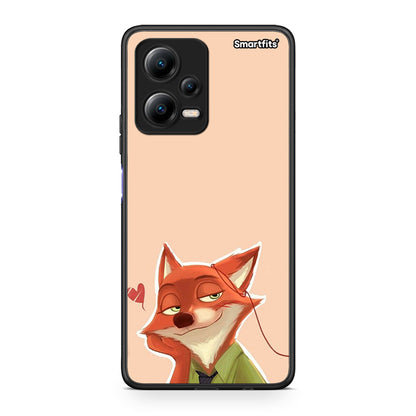 Θήκη Xiaomi Poco X5 5G Dual Nick Wilde And Judy Hopps Love 1 από τη Smartfits με σχέδιο στο πίσω μέρος και μαύρο περίβλημα | Xiaomi Poco X5 5G Dual Nick Wilde And Judy Hopps Love 1 Case with Colorful Back and Black Bezels
