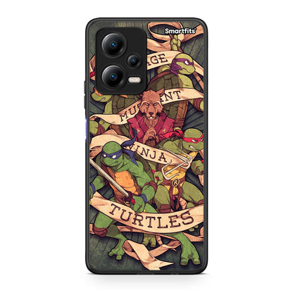 Θήκη Xiaomi Poco X5 5G Dual Ninja Turtles από τη Smartfits με σχέδιο στο πίσω μέρος και μαύρο περίβλημα | Xiaomi Poco X5 5G Dual Ninja Turtles Case with Colorful Back and Black Bezels