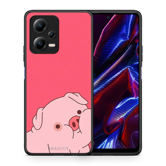 Θήκη Xiaomi Poco X5 5G Dual Pig Love 1 από τη Smartfits με σχέδιο στο πίσω μέρος και μαύρο περίβλημα | Xiaomi Poco X5 5G Dual Pig Love 1 Case with Colorful Back and Black Bezels
