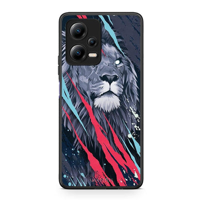 Θήκη Xiaomi Poco X5 5G Dual PopArt Lion Designer από τη Smartfits με σχέδιο στο πίσω μέρος και μαύρο περίβλημα | Xiaomi Poco X5 5G Dual PopArt Lion Designer Case with Colorful Back and Black Bezels