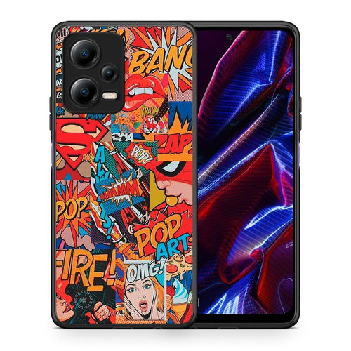 Θήκη Xiaomi Poco X5 5G Dual PopArt OMG από τη Smartfits με σχέδιο στο πίσω μέρος και μαύρο περίβλημα | Xiaomi Poco X5 5G Dual PopArt OMG Case with Colorful Back and Black Bezels