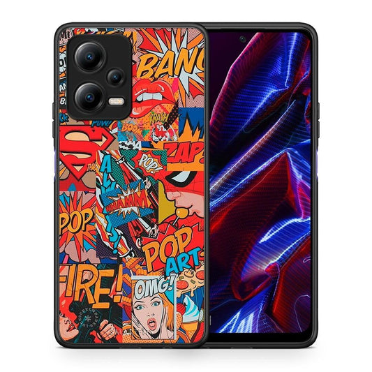 Θήκη Xiaomi Poco X5 5G Dual PopArt OMG από τη Smartfits με σχέδιο στο πίσω μέρος και μαύρο περίβλημα | Xiaomi Poco X5 5G Dual PopArt OMG Case with Colorful Back and Black Bezels