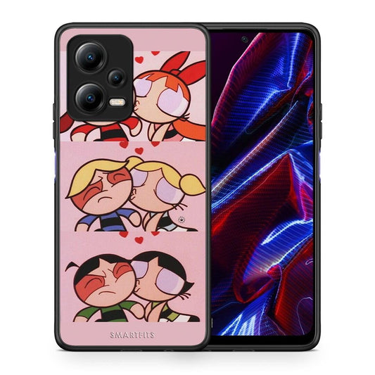 Θήκη Xiaomi Poco X5 5G Dual Puff Love από τη Smartfits με σχέδιο στο πίσω μέρος και μαύρο περίβλημα | Xiaomi Poco X5 5G Dual Puff Love Case with Colorful Back and Black Bezels