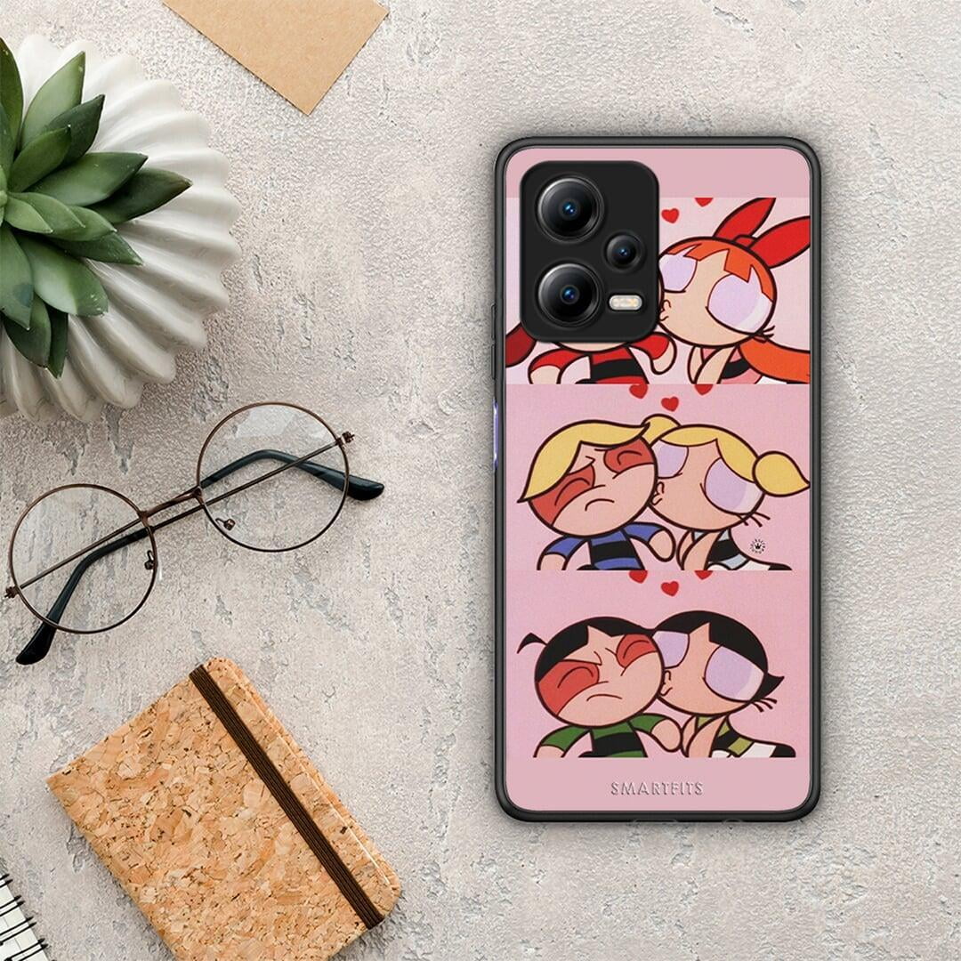 Θήκη Xiaomi Poco X5 5G Dual Puff Love από τη Smartfits με σχέδιο στο πίσω μέρος και μαύρο περίβλημα | Xiaomi Poco X5 5G Dual Puff Love Case with Colorful Back and Black Bezels