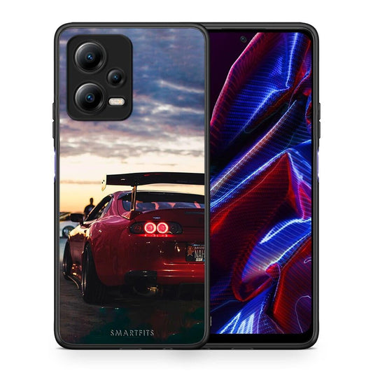 Θήκη Xiaomi Poco X5 5G Dual Racing Supra από τη Smartfits με σχέδιο στο πίσω μέρος και μαύρο περίβλημα | Xiaomi Poco X5 5G Dual Racing Supra Case with Colorful Back and Black Bezels