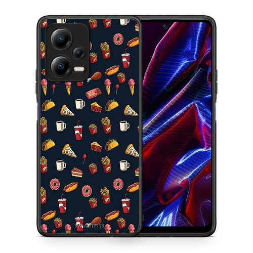 Θήκη Xiaomi Poco X5 5G Dual Random Hungry από τη Smartfits με σχέδιο στο πίσω μέρος και μαύρο περίβλημα | Xiaomi Poco X5 5G Dual Random Hungry Case with Colorful Back and Black Bezels