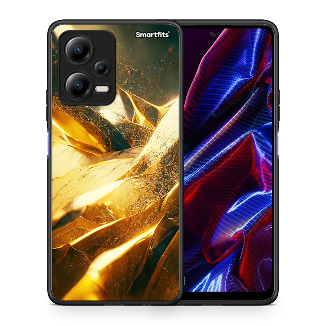 Θήκη Xiaomi Poco X5 5G Dual Real Gold από τη Smartfits με σχέδιο στο πίσω μέρος και μαύρο περίβλημα | Xiaomi Poco X5 5G Dual Real Gold Case with Colorful Back and Black Bezels