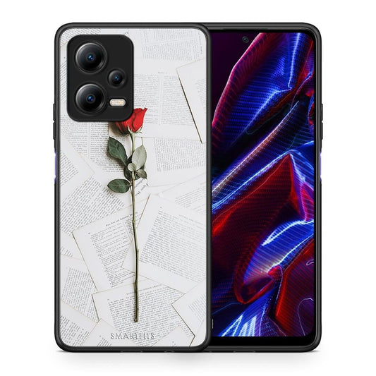 Θήκη Xiaomi Poco X5 5G Dual Red Rose από τη Smartfits με σχέδιο στο πίσω μέρος και μαύρο περίβλημα | Xiaomi Poco X5 5G Dual Red Rose Case with Colorful Back and Black Bezels