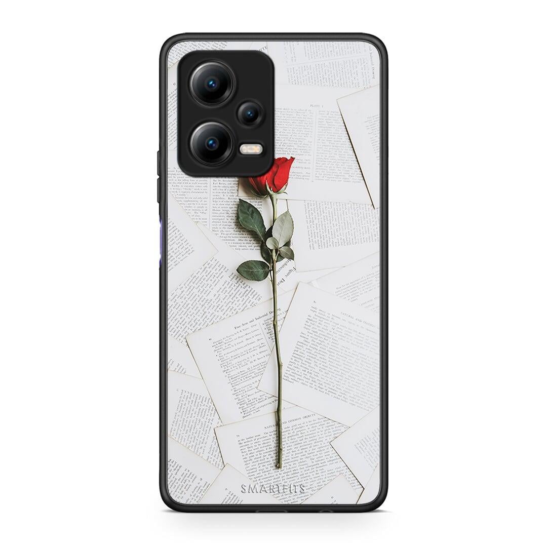 Θήκη Xiaomi Poco X5 5G Dual Red Rose από τη Smartfits με σχέδιο στο πίσω μέρος και μαύρο περίβλημα | Xiaomi Poco X5 5G Dual Red Rose Case with Colorful Back and Black Bezels