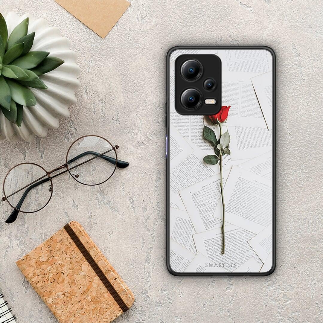 Θήκη Xiaomi Poco X5 5G Dual Red Rose από τη Smartfits με σχέδιο στο πίσω μέρος και μαύρο περίβλημα | Xiaomi Poco X5 5G Dual Red Rose Case with Colorful Back and Black Bezels
