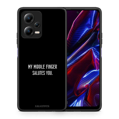 Θήκη Xiaomi Poco X5 5G Dual Salute από τη Smartfits με σχέδιο στο πίσω μέρος και μαύρο περίβλημα | Xiaomi Poco X5 5G Dual Salute Case with Colorful Back and Black Bezels