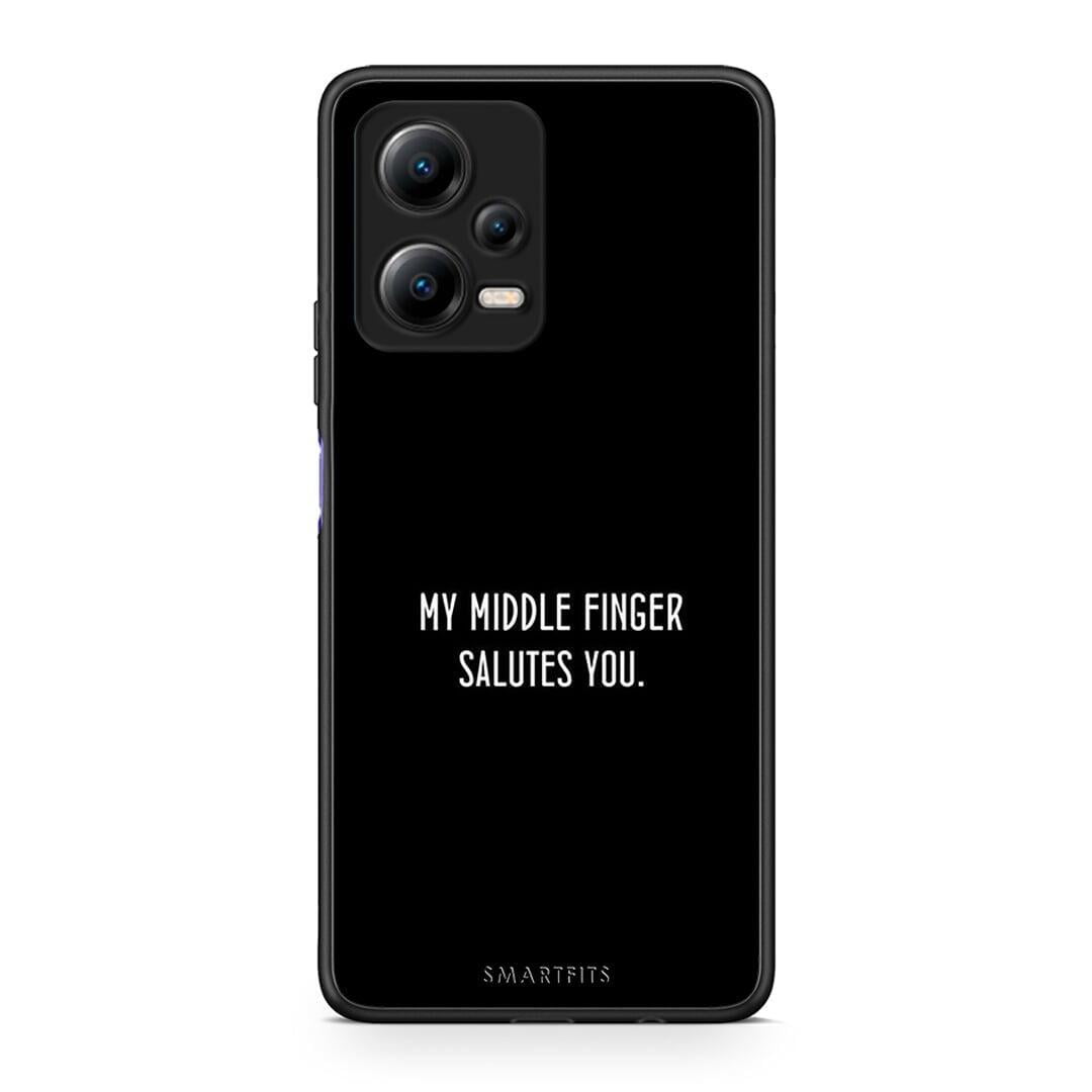 Θήκη Xiaomi Poco X5 5G Dual Salute από τη Smartfits με σχέδιο στο πίσω μέρος και μαύρο περίβλημα | Xiaomi Poco X5 5G Dual Salute Case with Colorful Back and Black Bezels