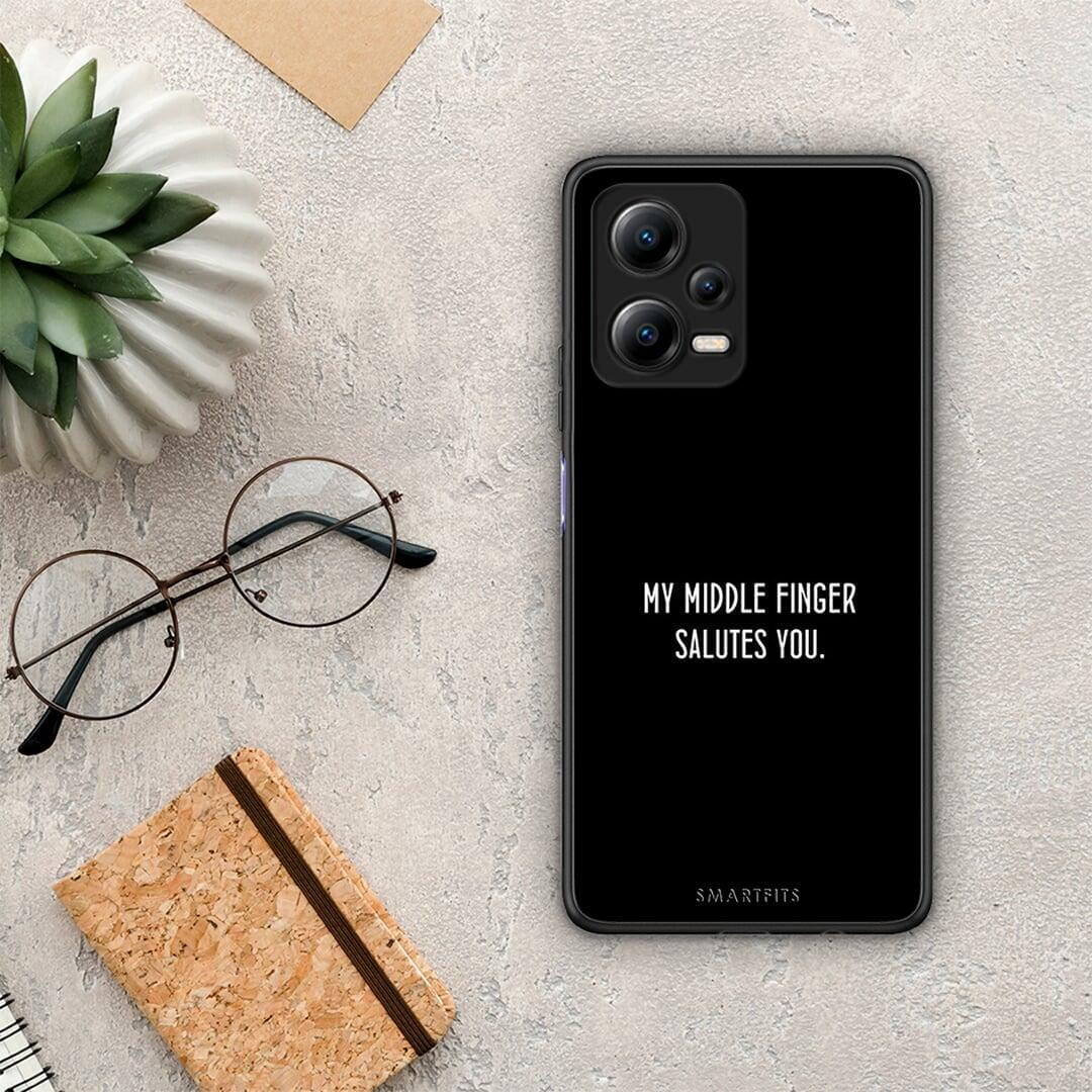 Θήκη Xiaomi Poco X5 5G Dual Salute από τη Smartfits με σχέδιο στο πίσω μέρος και μαύρο περίβλημα | Xiaomi Poco X5 5G Dual Salute Case with Colorful Back and Black Bezels