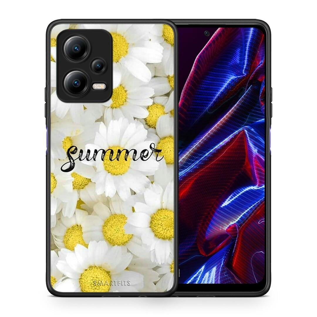 Θήκη Xiaomi Poco X5 5G Dual Summer Daisies από τη Smartfits με σχέδιο στο πίσω μέρος και μαύρο περίβλημα | Xiaomi Poco X5 5G Dual Summer Daisies Case with Colorful Back and Black Bezels