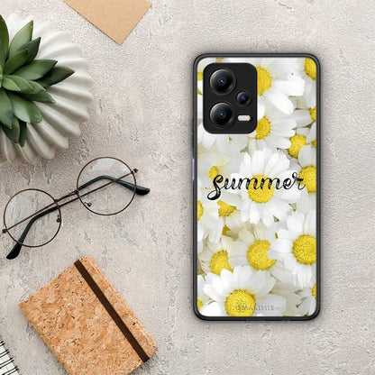 Θήκη Xiaomi Poco X5 5G Dual Summer Daisies από τη Smartfits με σχέδιο στο πίσω μέρος και μαύρο περίβλημα | Xiaomi Poco X5 5G Dual Summer Daisies Case with Colorful Back and Black Bezels