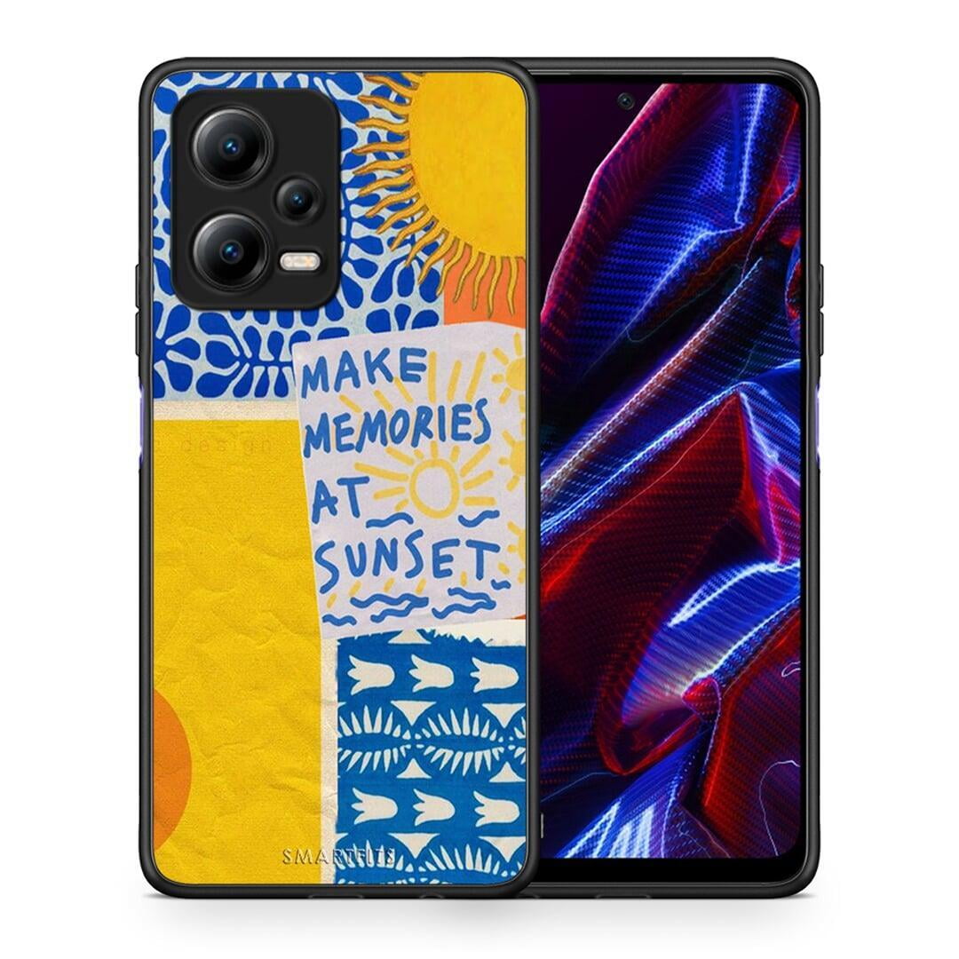 Θήκη Xiaomi Poco X5 5G Dual Sunset Memories από τη Smartfits με σχέδιο στο πίσω μέρος και μαύρο περίβλημα | Xiaomi Poco X5 5G Dual Sunset Memories Case with Colorful Back and Black Bezels