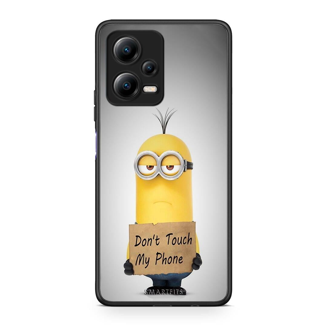 Θήκη Xiaomi Poco X5 5G Dual Text Minion από τη Smartfits με σχέδιο στο πίσω μέρος και μαύρο περίβλημα | Xiaomi Poco X5 5G Dual Text Minion Case with Colorful Back and Black Bezels