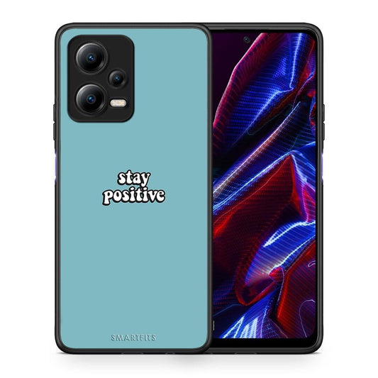 Θήκη Xiaomi Poco X5 5G Dual Text Positive από τη Smartfits με σχέδιο στο πίσω μέρος και μαύρο περίβλημα | Xiaomi Poco X5 5G Dual Text Positive Case with Colorful Back and Black Bezels