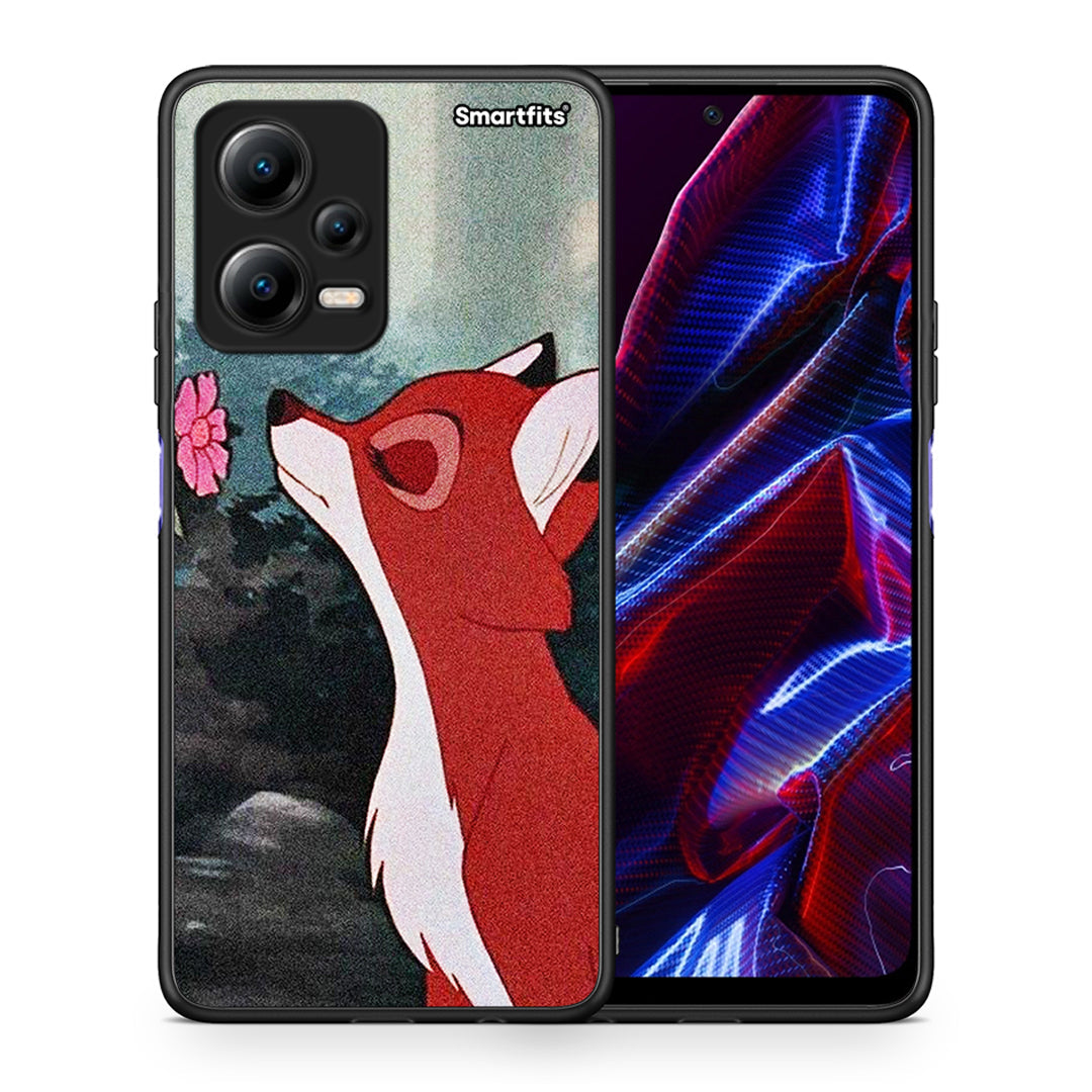 Θήκη Xiaomi Poco X5 5G Dual Tod And Vixey Love 2 από τη Smartfits με σχέδιο στο πίσω μέρος και μαύρο περίβλημα | Xiaomi Poco X5 5G Dual Tod And Vixey Love 2 Case with Colorful Back and Black Bezels