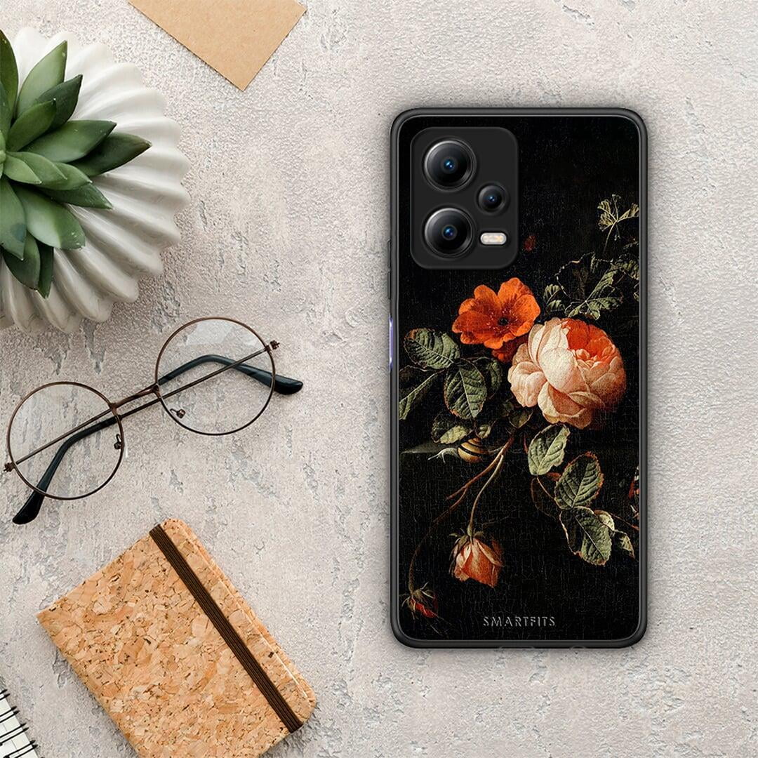 Θήκη Xiaomi Poco X5 5G Dual Vintage Roses από τη Smartfits με σχέδιο στο πίσω μέρος και μαύρο περίβλημα | Xiaomi Poco X5 5G Dual Vintage Roses Case with Colorful Back and Black Bezels