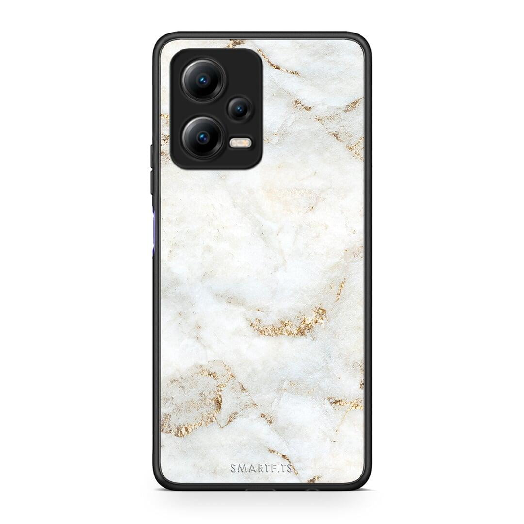Θήκη Xiaomi Poco X5 5G Dual White Gold Marble από τη Smartfits με σχέδιο στο πίσω μέρος και μαύρο περίβλημα | Xiaomi Poco X5 5G Dual White Gold Marble Case with Colorful Back and Black Bezels
