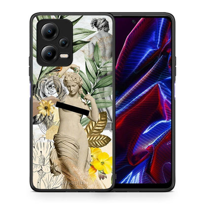 Θήκη Xiaomi Poco X5 5G Dual Woman Statue από τη Smartfits με σχέδιο στο πίσω μέρος και μαύρο περίβλημα | Xiaomi Poco X5 5G Dual Woman Statue Case with Colorful Back and Black Bezels