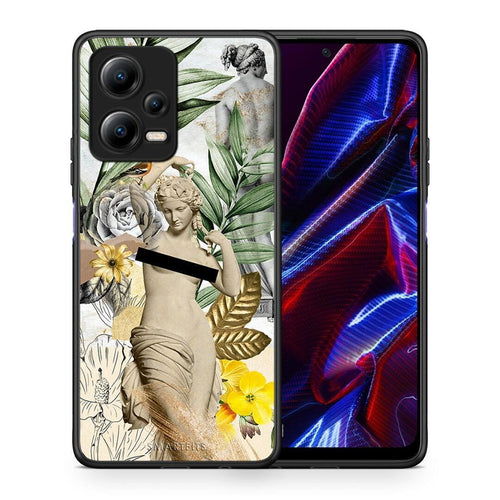 Θήκη Xiaomi Poco X5 5G Dual Woman Statue από τη Smartfits με σχέδιο στο πίσω μέρος και μαύρο περίβλημα | Xiaomi Poco X5 5G Dual Woman Statue Case with Colorful Back and Black Bezels