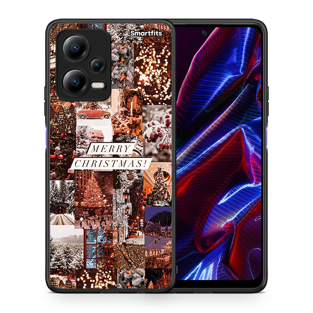 Θήκη Xiaomi Poco X5 5G Dual Xmas Collage από τη Smartfits με σχέδιο στο πίσω μέρος και μαύρο περίβλημα | Xiaomi Poco X5 5G Dual Xmas Collage Case with Colorful Back and Black Bezels