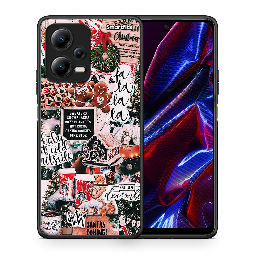 Θήκη Xiaomi Poco X5 5G Dual Xmas Habbits από τη Smartfits με σχέδιο στο πίσω μέρος και μαύρο περίβλημα | Xiaomi Poco X5 5G Dual Xmas Habbits Case with Colorful Back and Black Bezels