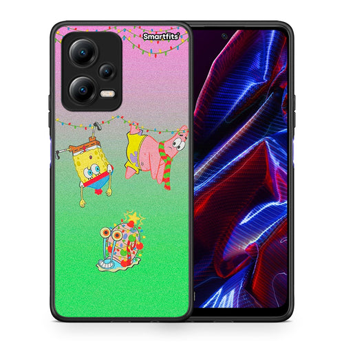 Θήκη Xiaomi Poco X5 5G Dual Xmas Lights από τη Smartfits με σχέδιο στο πίσω μέρος και μαύρο περίβλημα | Xiaomi Poco X5 5G Dual Xmas Lights Case with Colorful Back and Black Bezels