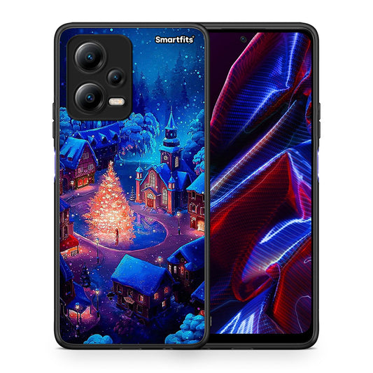Θήκη Xiaomi Poco X5 5G Dual Xmas Village από τη Smartfits με σχέδιο στο πίσω μέρος και μαύρο περίβλημα | Xiaomi Poco X5 5G Dual Xmas Village Case with Colorful Back and Black Bezels