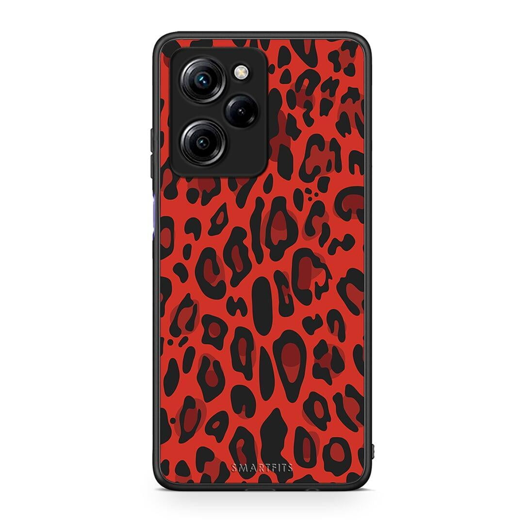 Θήκη Xiaomi Poco X5 Pro 5G Dual Animal Red Leopard από τη Smartfits με σχέδιο στο πίσω μέρος και μαύρο περίβλημα | Xiaomi Poco X5 Pro 5G Dual Animal Red Leopard Case with Colorful Back and Black Bezels