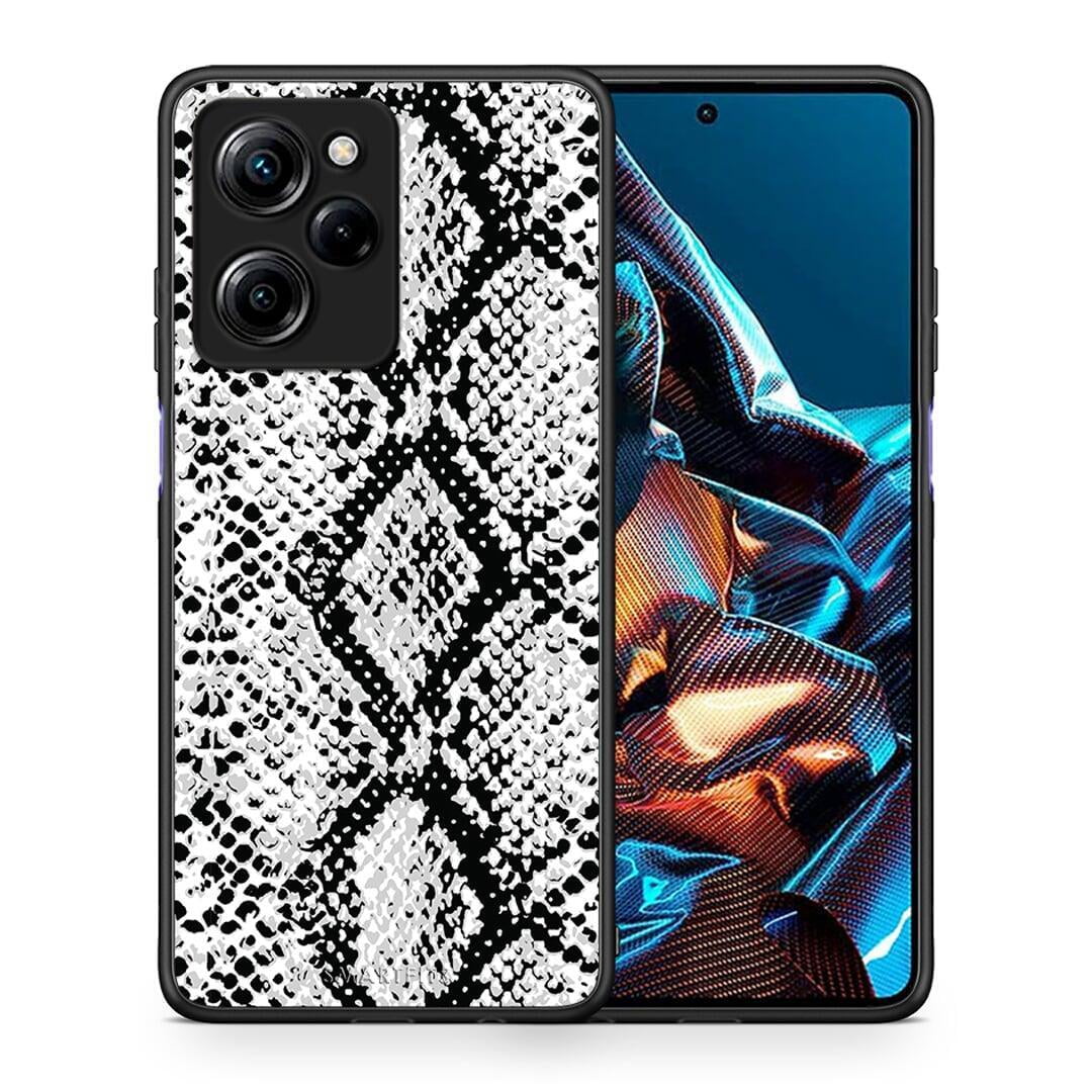 Θήκη Xiaomi Poco X5 Pro 5G Dual Animal White Snake από τη Smartfits με σχέδιο στο πίσω μέρος και μαύρο περίβλημα | Xiaomi Poco X5 Pro 5G Dual Animal White Snake Case with Colorful Back and Black Bezels