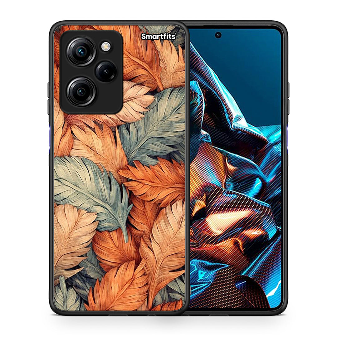 Θήκη Xiaomi Poco X5 Pro 5G Dual Autumn Leaves από τη Smartfits με σχέδιο στο πίσω μέρος και μαύρο περίβλημα | Xiaomi Poco X5 Pro 5G Dual Autumn Leaves Case with Colorful Back and Black Bezels
