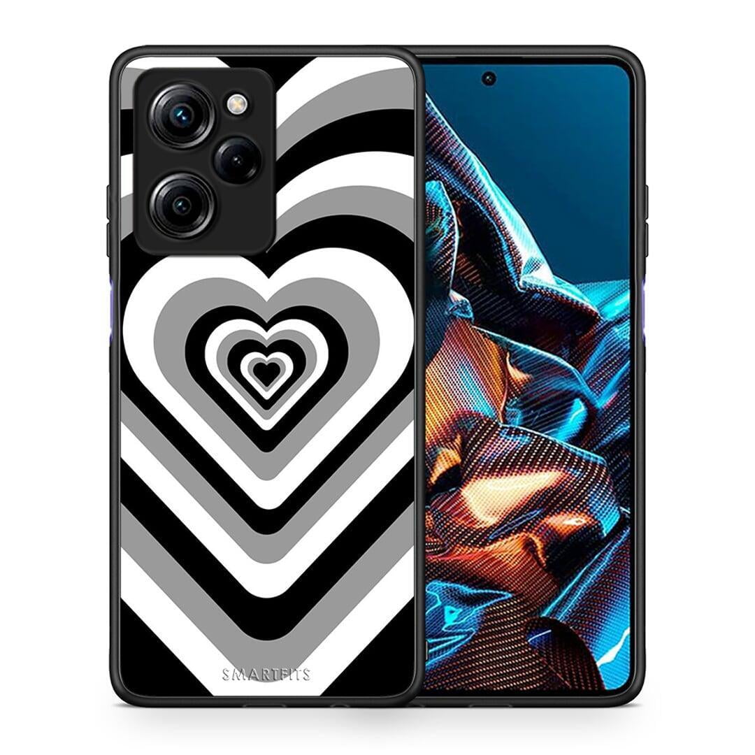 Θήκη Xiaomi Poco X5 Pro 5G Dual Black Hearts από τη Smartfits με σχέδιο στο πίσω μέρος και μαύρο περίβλημα | Xiaomi Poco X5 Pro 5G Dual Black Hearts Case with Colorful Back and Black Bezels