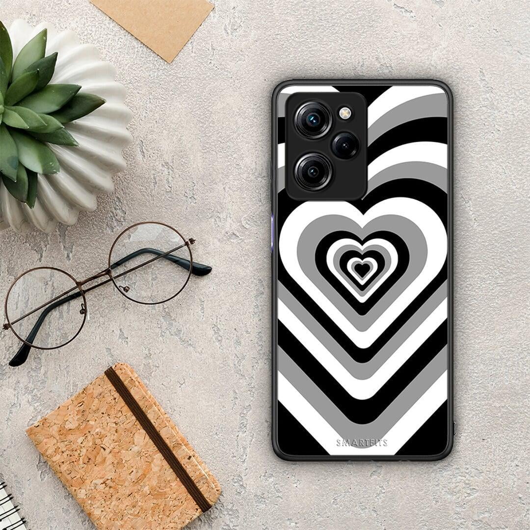 Θήκη Xiaomi Poco X5 Pro 5G Dual Black Hearts από τη Smartfits με σχέδιο στο πίσω μέρος και μαύρο περίβλημα | Xiaomi Poco X5 Pro 5G Dual Black Hearts Case with Colorful Back and Black Bezels