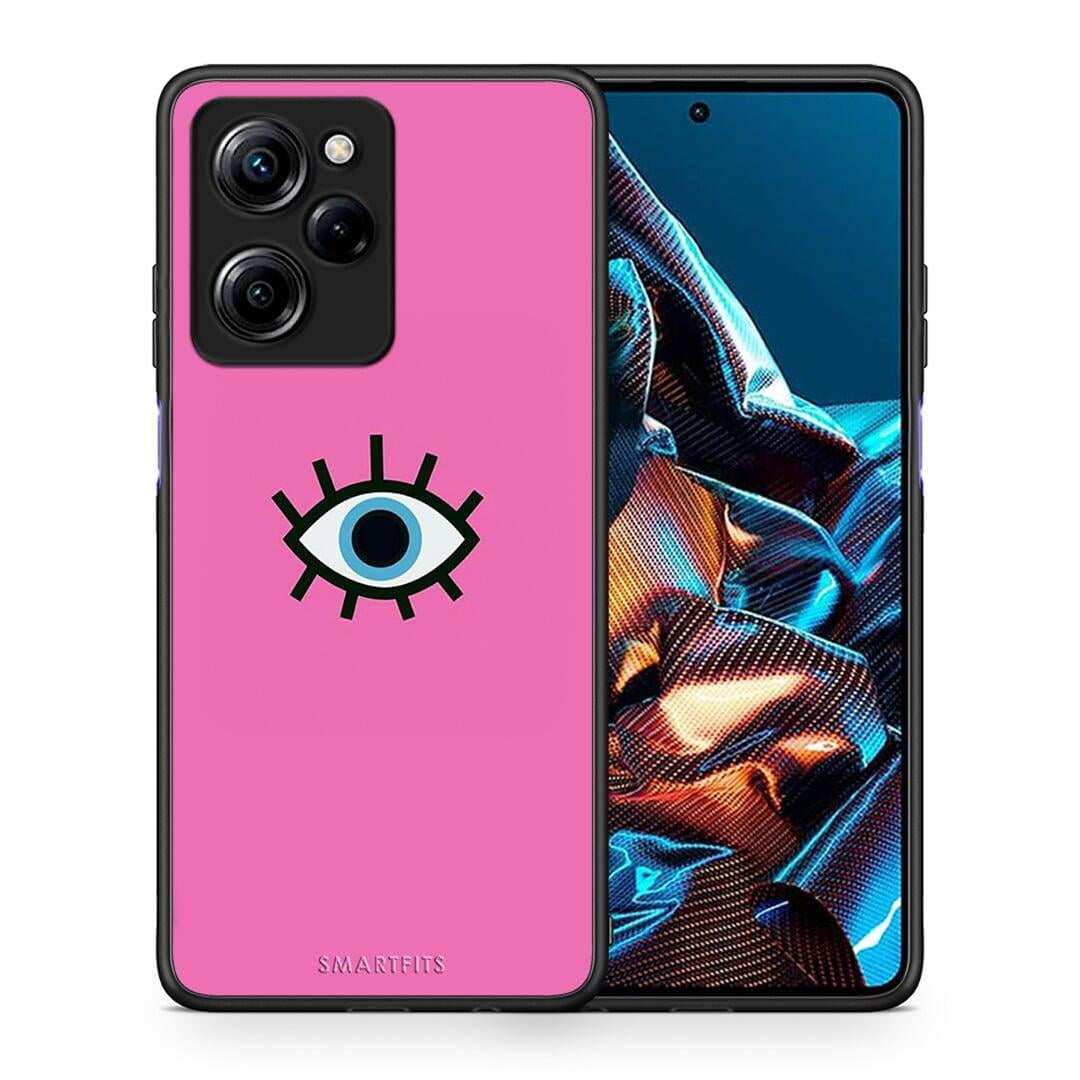 Θήκη Xiaomi Poco X5 Pro 5G Dual Blue Eye Pink από τη Smartfits με σχέδιο στο πίσω μέρος και μαύρο περίβλημα | Xiaomi Poco X5 Pro 5G Dual Blue Eye Pink Case with Colorful Back and Black Bezels