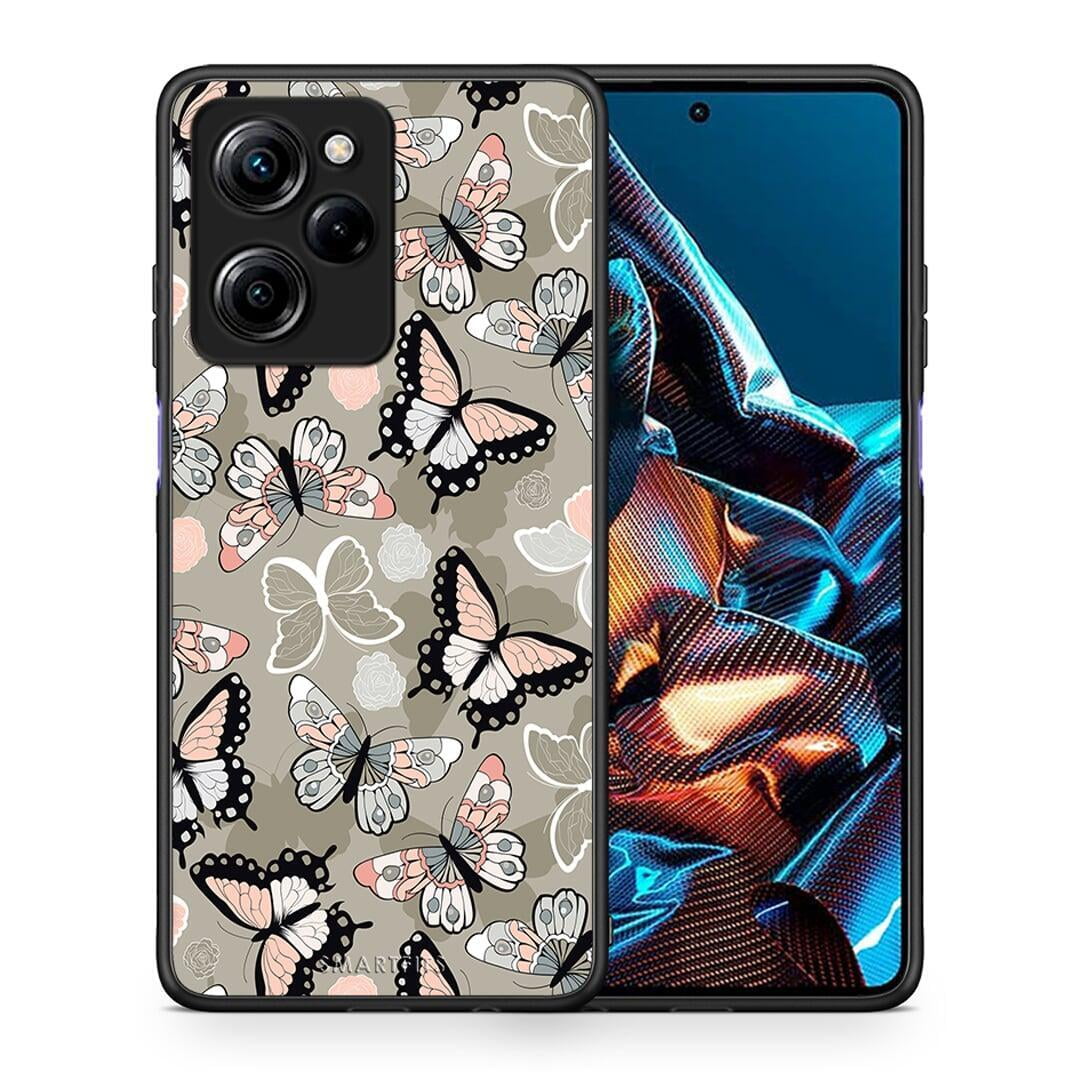 Θήκη Xiaomi Poco X5 Pro 5G Dual Boho Butterflies από τη Smartfits με σχέδιο στο πίσω μέρος και μαύρο περίβλημα | Xiaomi Poco X5 Pro 5G Dual Boho Butterflies Case with Colorful Back and Black Bezels