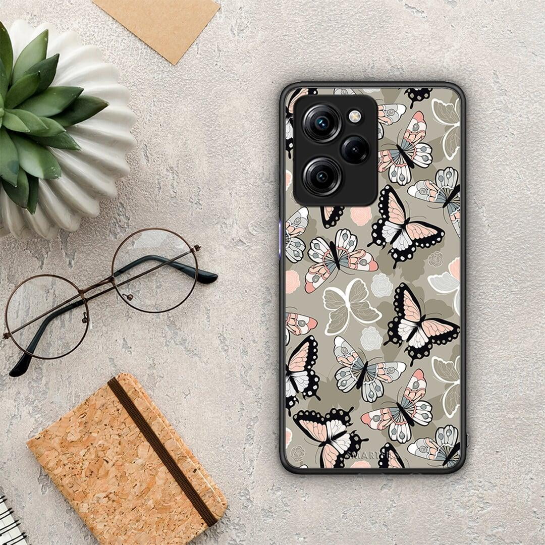 Θήκη Xiaomi Poco X5 Pro 5G Dual Boho Butterflies από τη Smartfits με σχέδιο στο πίσω μέρος και μαύρο περίβλημα | Xiaomi Poco X5 Pro 5G Dual Boho Butterflies Case with Colorful Back and Black Bezels