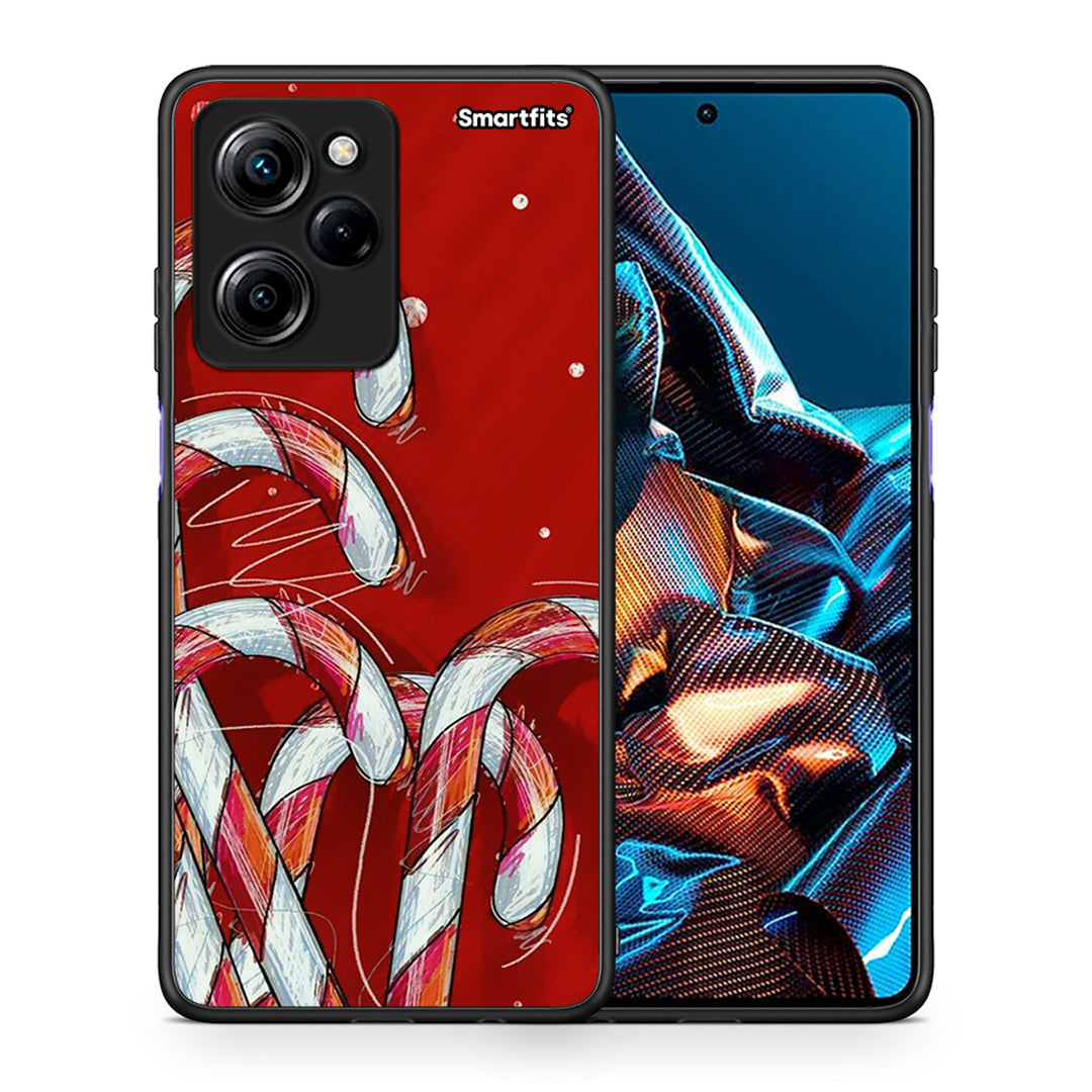 Θήκη Xiaomi Poco X5 Pro 5G Dual Candy Cane από τη Smartfits με σχέδιο στο πίσω μέρος και μαύρο περίβλημα | Xiaomi Poco X5 Pro 5G Dual Candy Cane Case with Colorful Back and Black Bezels