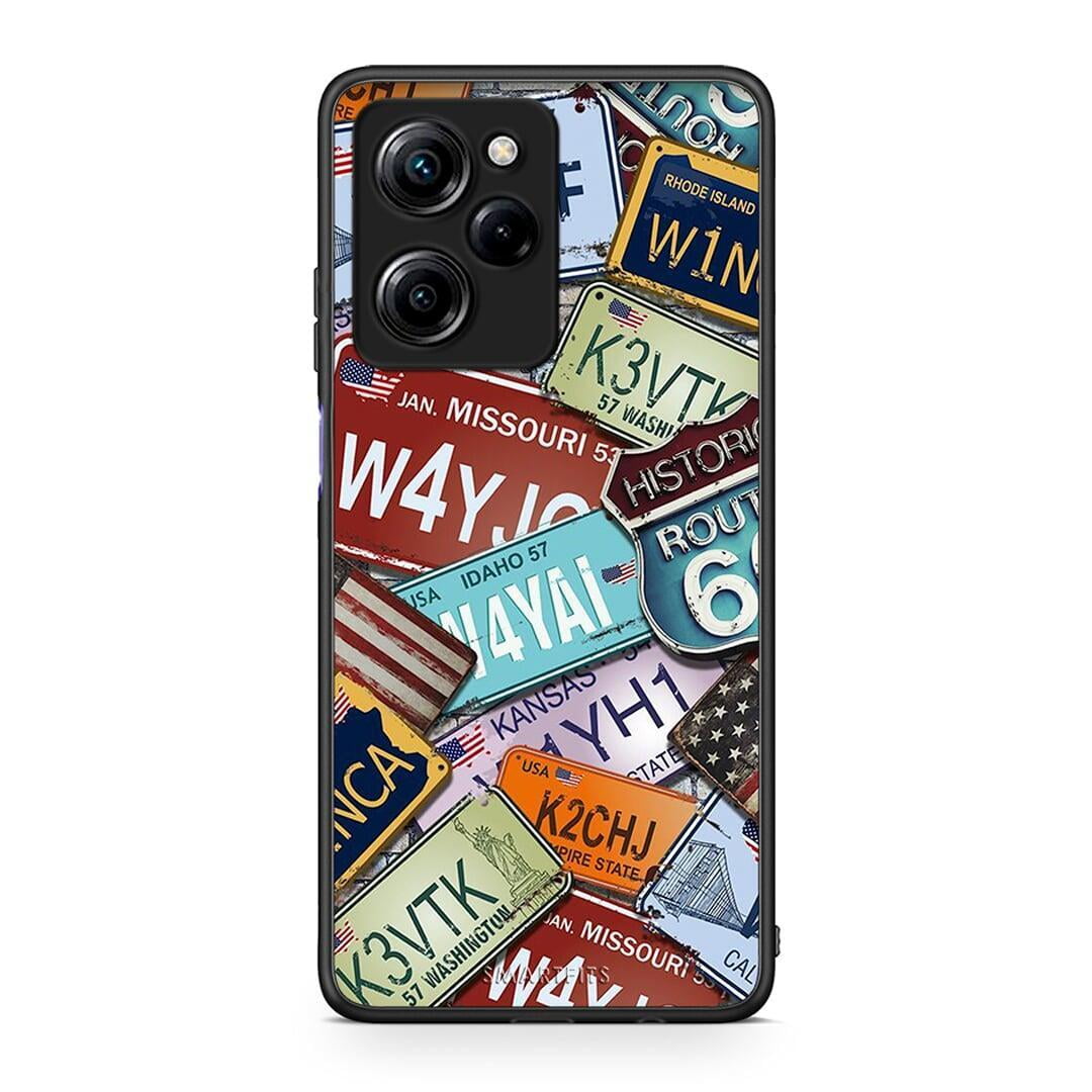 Θήκη Xiaomi Poco X5 Pro 5G Dual Car Plates από τη Smartfits με σχέδιο στο πίσω μέρος και μαύρο περίβλημα | Xiaomi Poco X5 Pro 5G Dual Car Plates Case with Colorful Back and Black Bezels