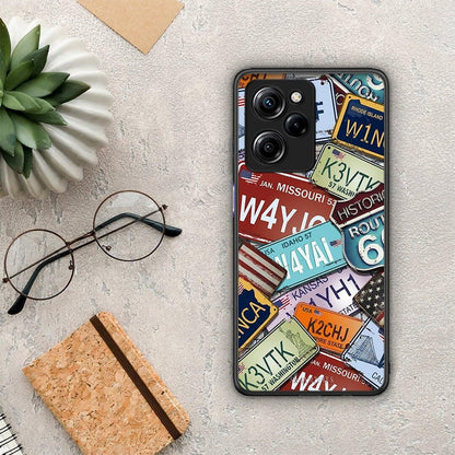 Θήκη Xiaomi Poco X5 Pro 5G Dual Car Plates από τη Smartfits με σχέδιο στο πίσω μέρος και μαύρο περίβλημα | Xiaomi Poco X5 Pro 5G Dual Car Plates Case with Colorful Back and Black Bezels
