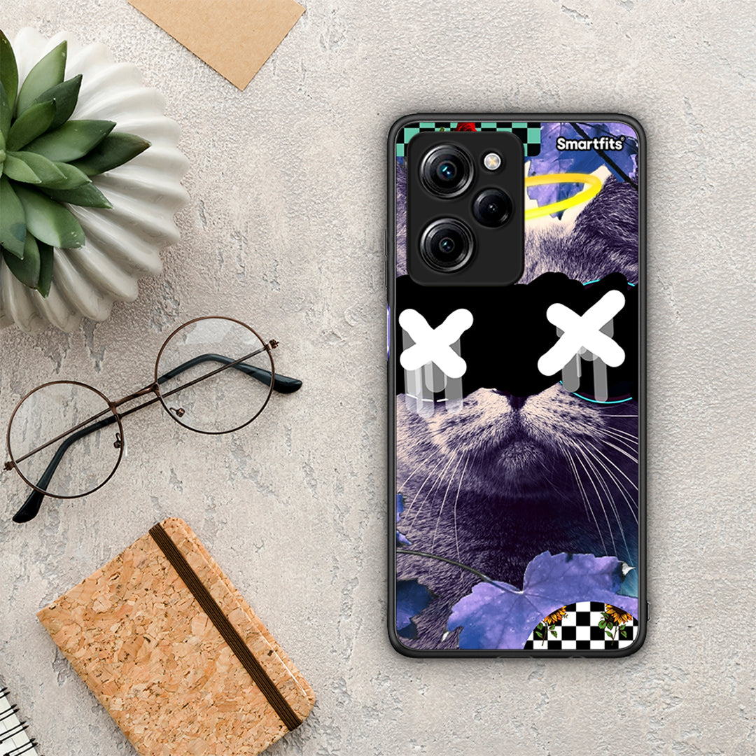 Θήκη Xiaomi Poco X5 Pro 5G Dual Cat Collage από τη Smartfits με σχέδιο στο πίσω μέρος και μαύρο περίβλημα | Xiaomi Poco X5 Pro 5G Dual Cat Collage Case with Colorful Back and Black Bezels